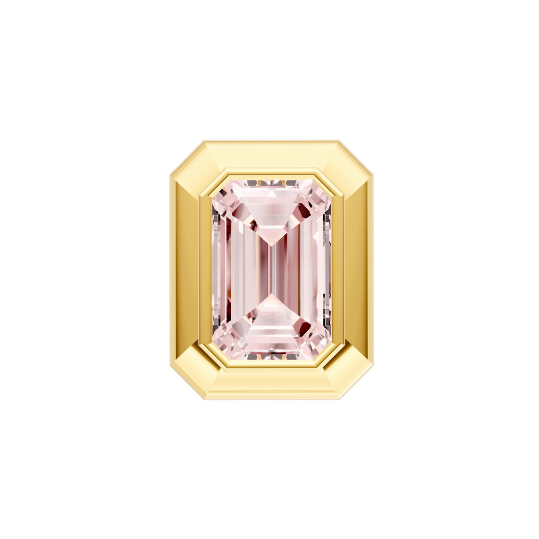 Emerald Pink Morganite Double Bezel Stud Earrings