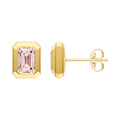 Emerald Pink Morganite Double Bezel Stud Earrings