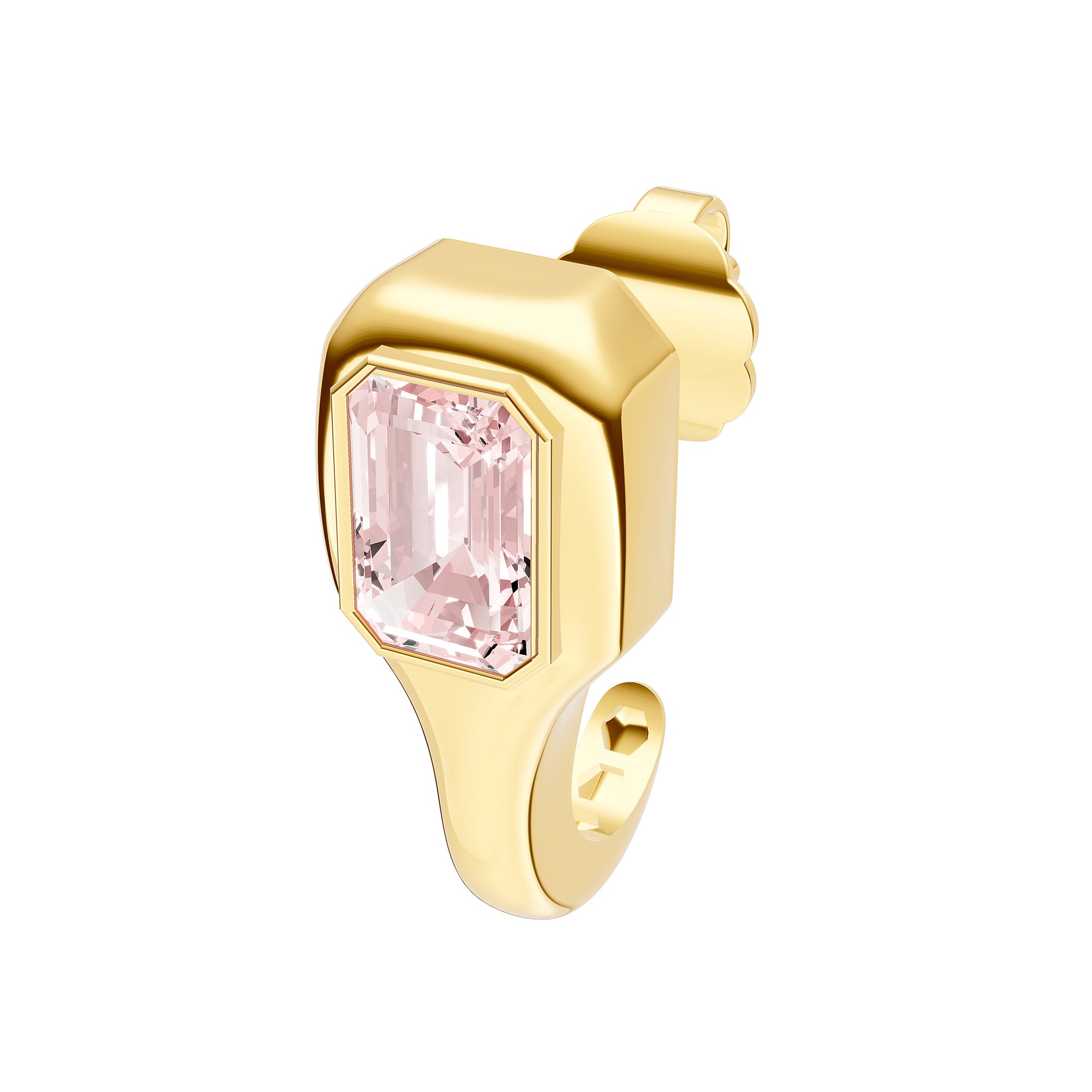Emerald Pink Morganite Bezel Stud Earrings