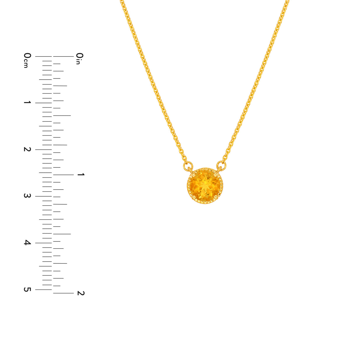Round Citrine Pendant Necklace