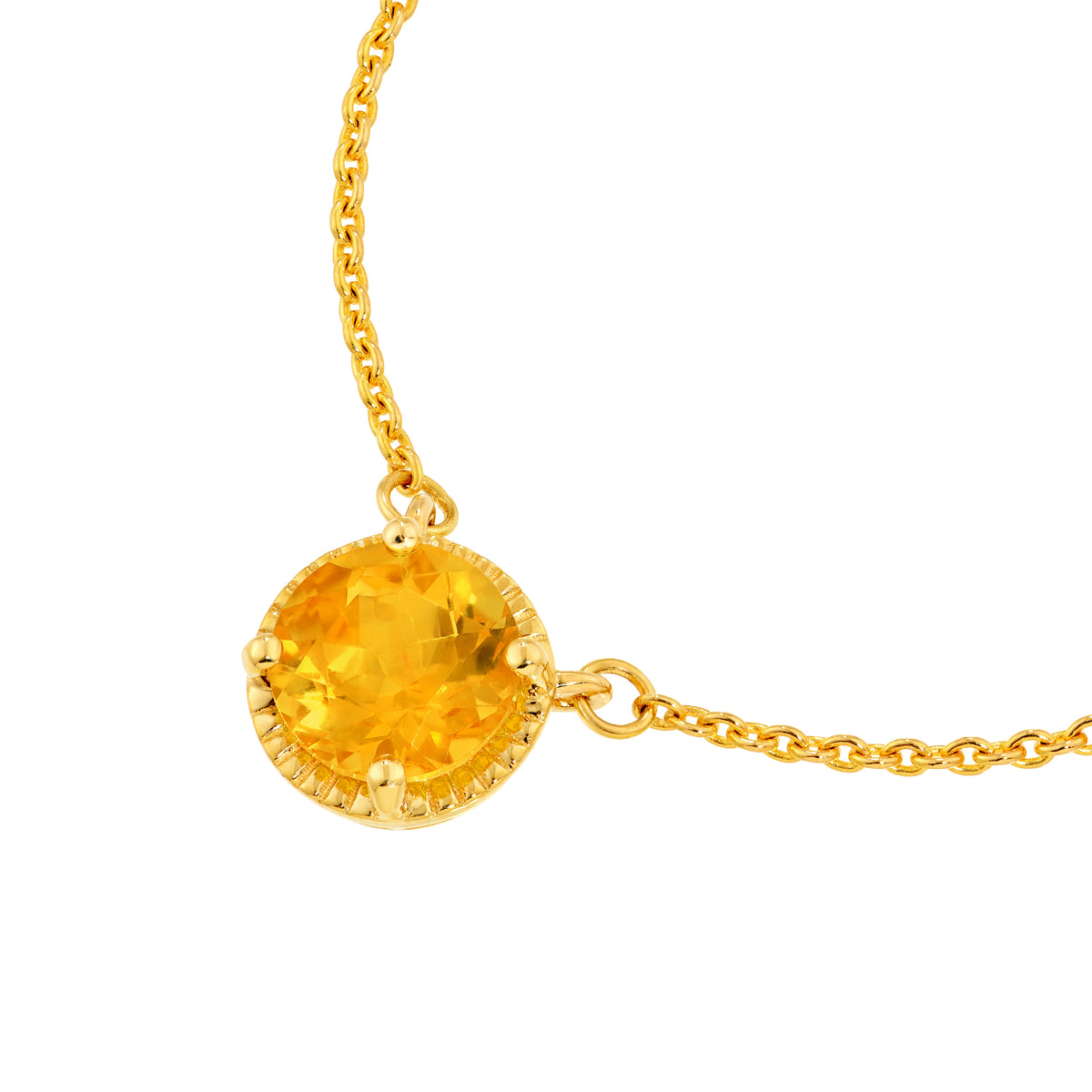Round Citrine Pendant Necklace