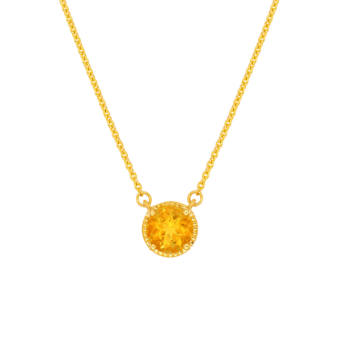 6.50mm Round Citrine Pendant Necklace