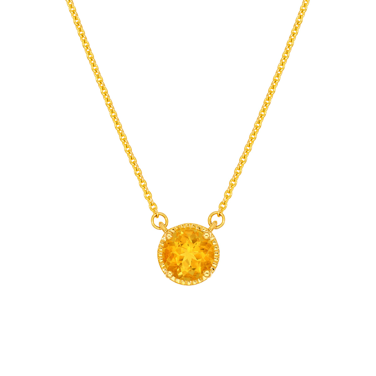Round Citrine Pendant Necklace