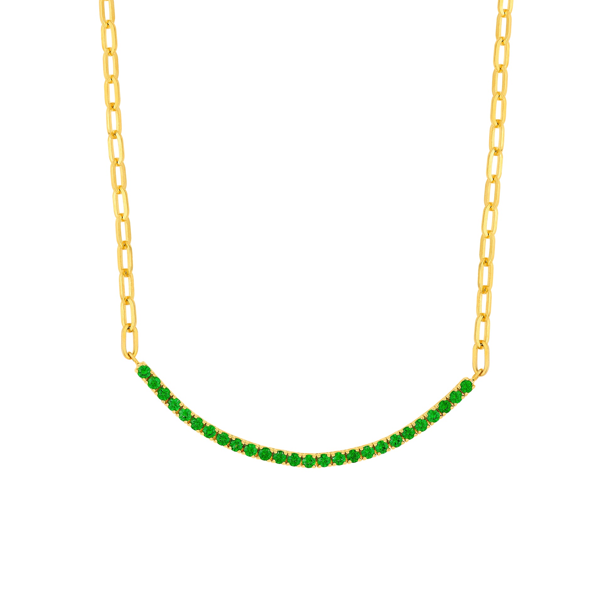 1-1/8ct Tsavorite Half Paper Clip Half Tennis Necklace