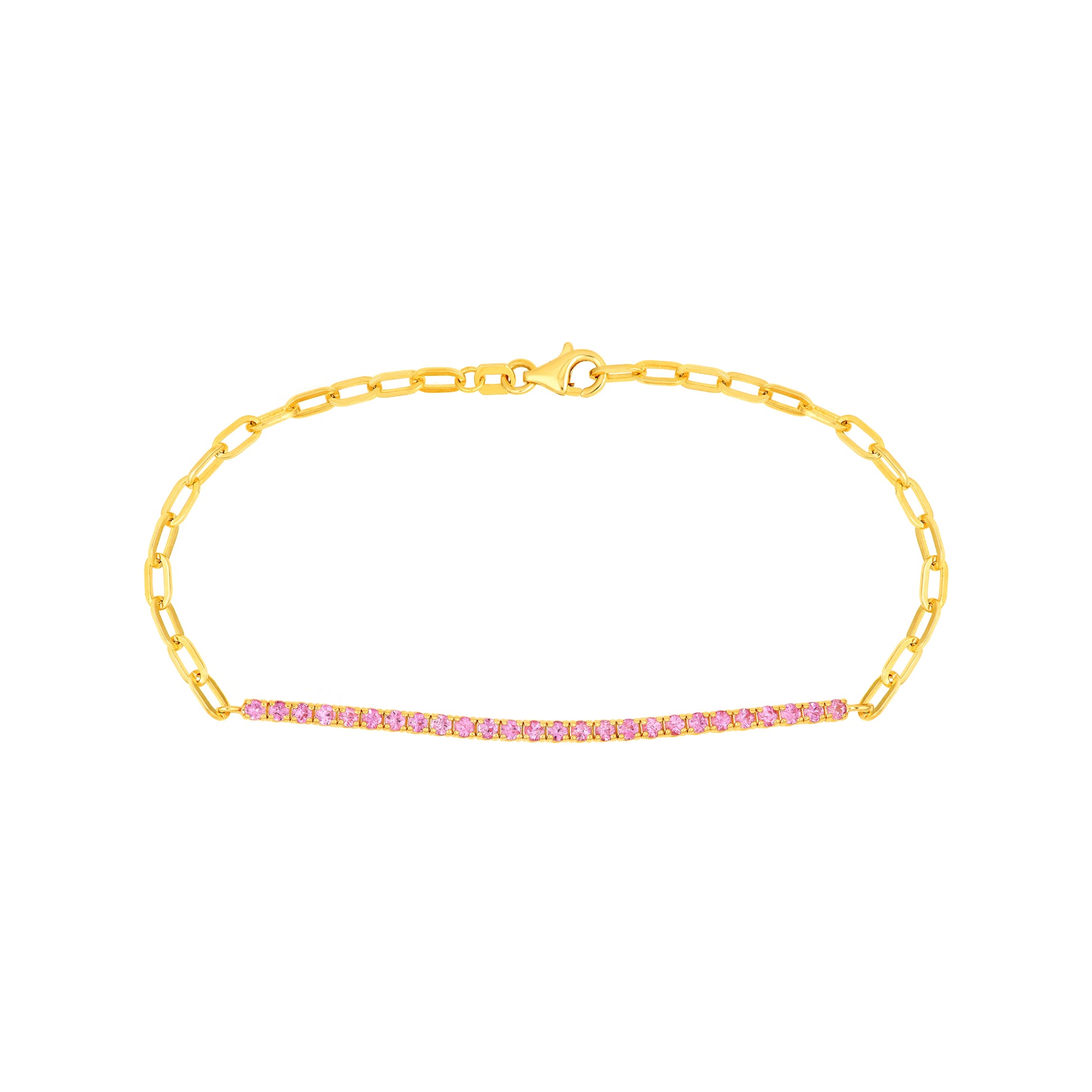 1ct Sapphire Pink Half Paper Clip Half Tennis Bracelet