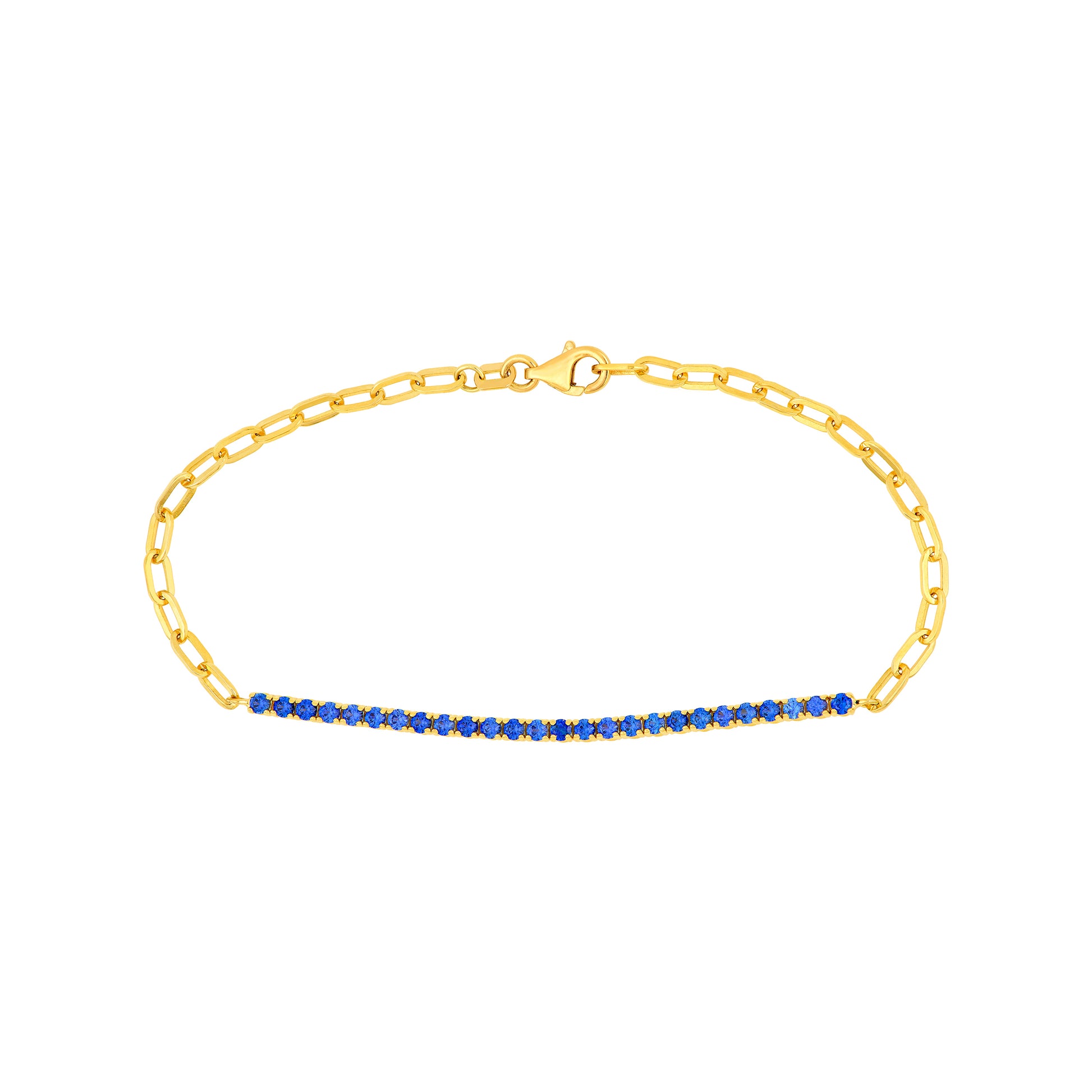 1ct Sapphire Blue Half Paper Clip Half Tennis Bracelet