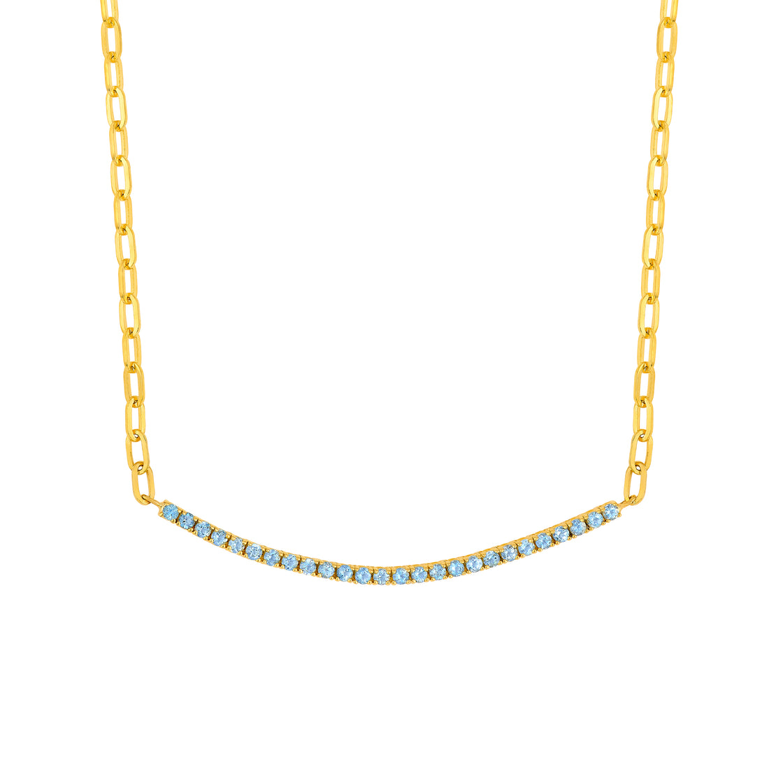2mm RD Aqua Half Paper Clip Half Tennis Necklace