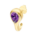 Pear Purple Amethyst Bezel Stud Earrings