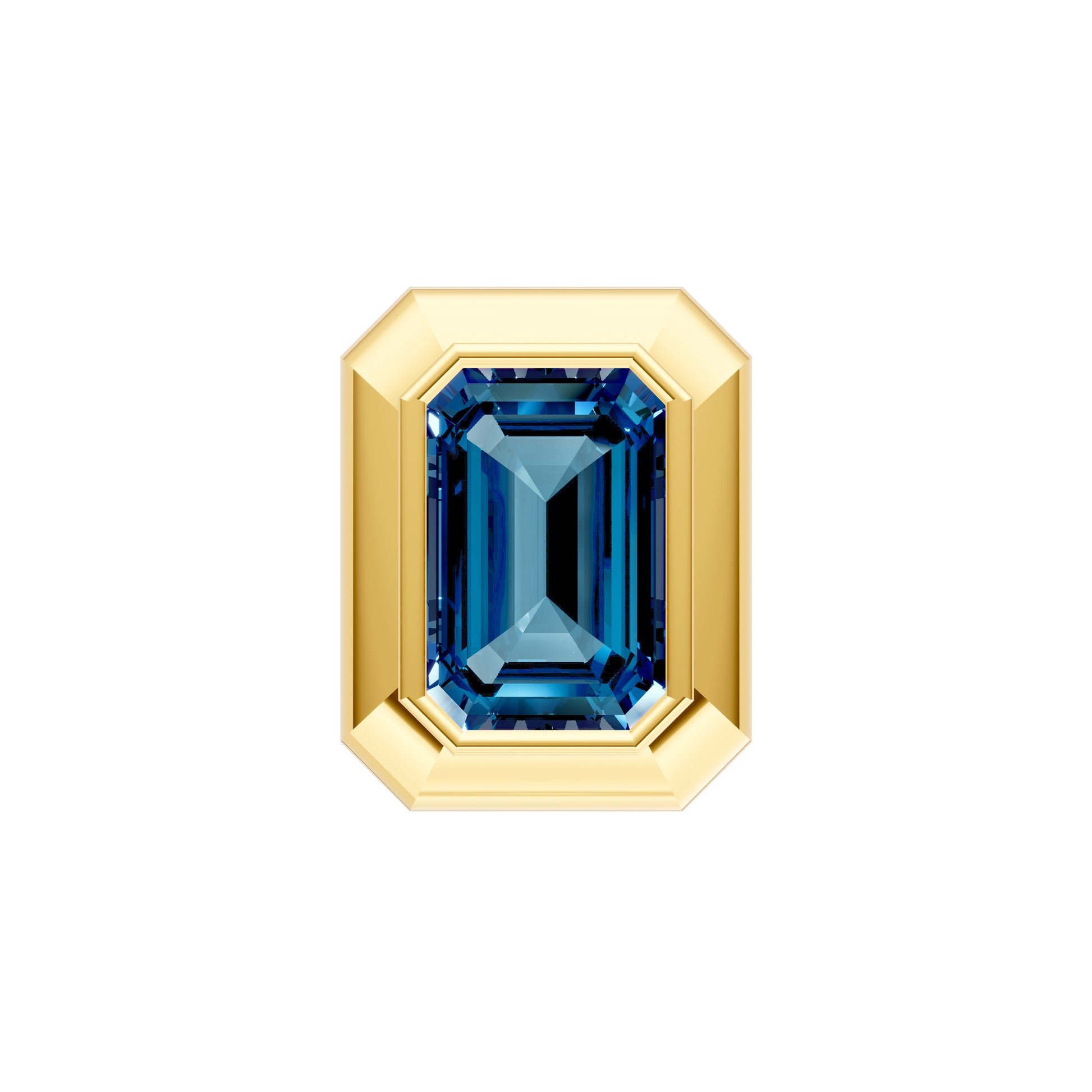 Emerald London Blue Double Bezel Stud Earrings