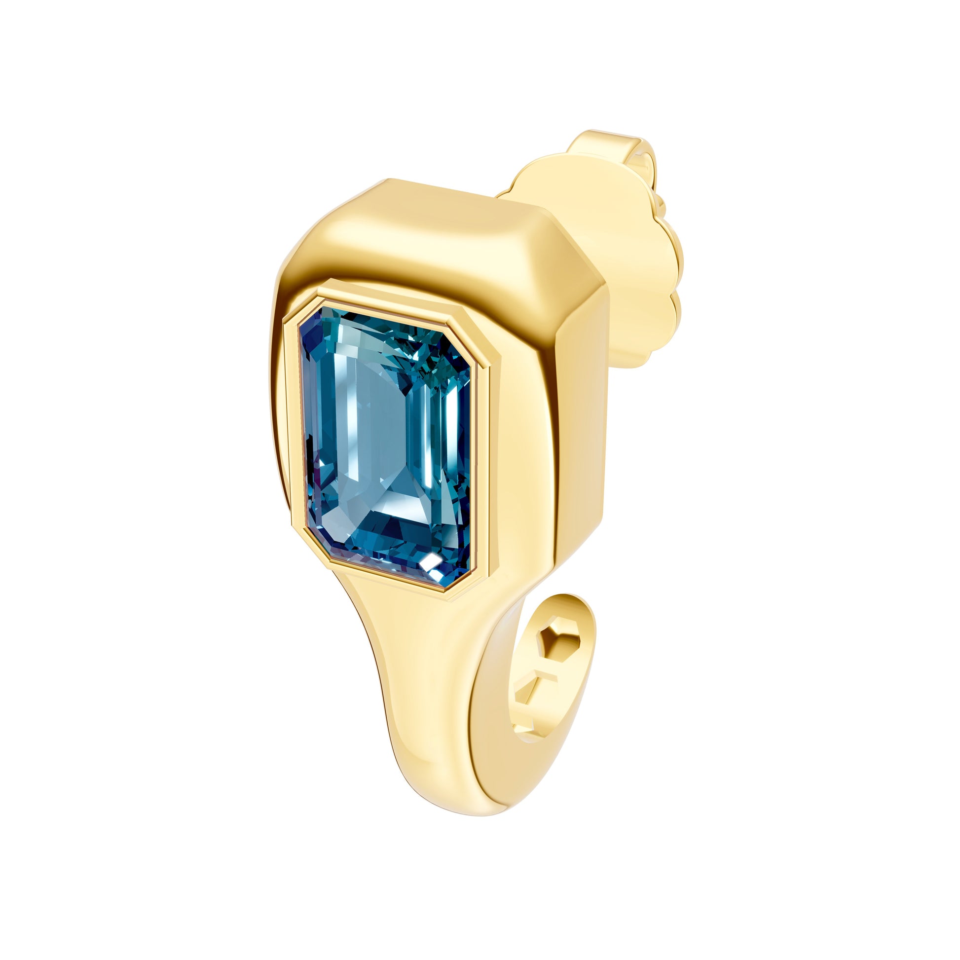 Emerald London Blue Bezel Stud Earrings