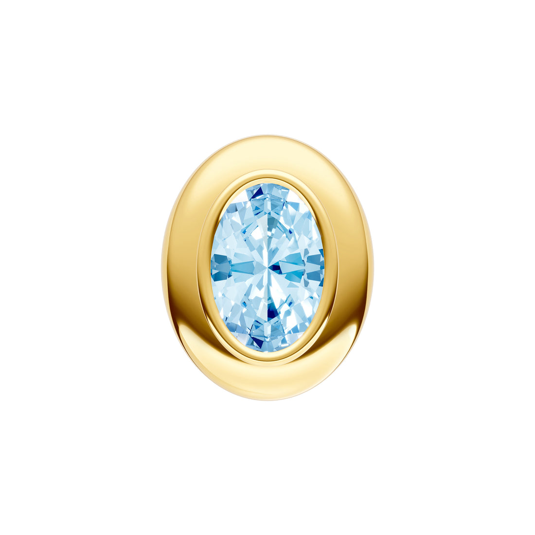 Oval Sky Blue Double Bezel Stud Earrings