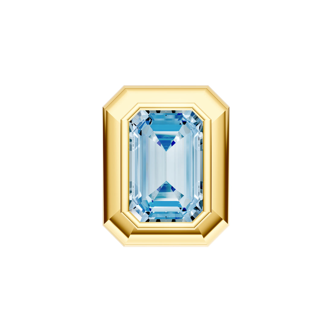 Emerald Sky Blue Double Bezel Stud Earrings