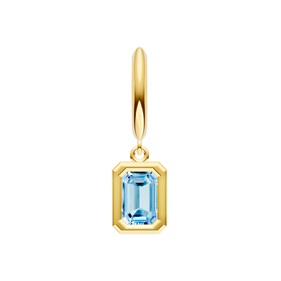 Emerald Sky Blue Bezel Drop Earrings