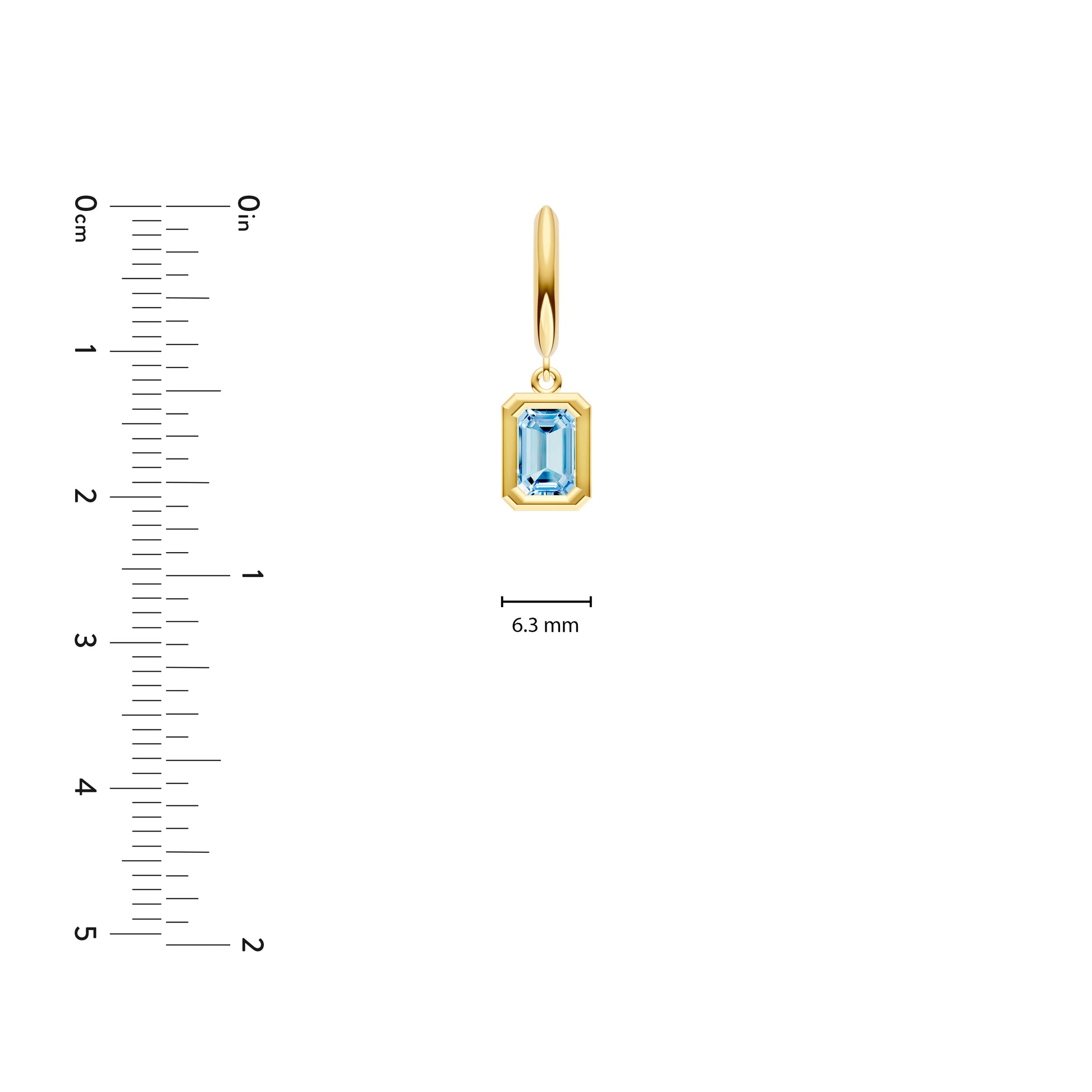 Emerald Sky Blue Bezel Drop Earrings