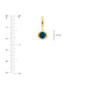 Round London Blue Topaz Double Bezel Drop Earrings