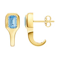 Emerald Sky Blue Bezel Stud Earrings