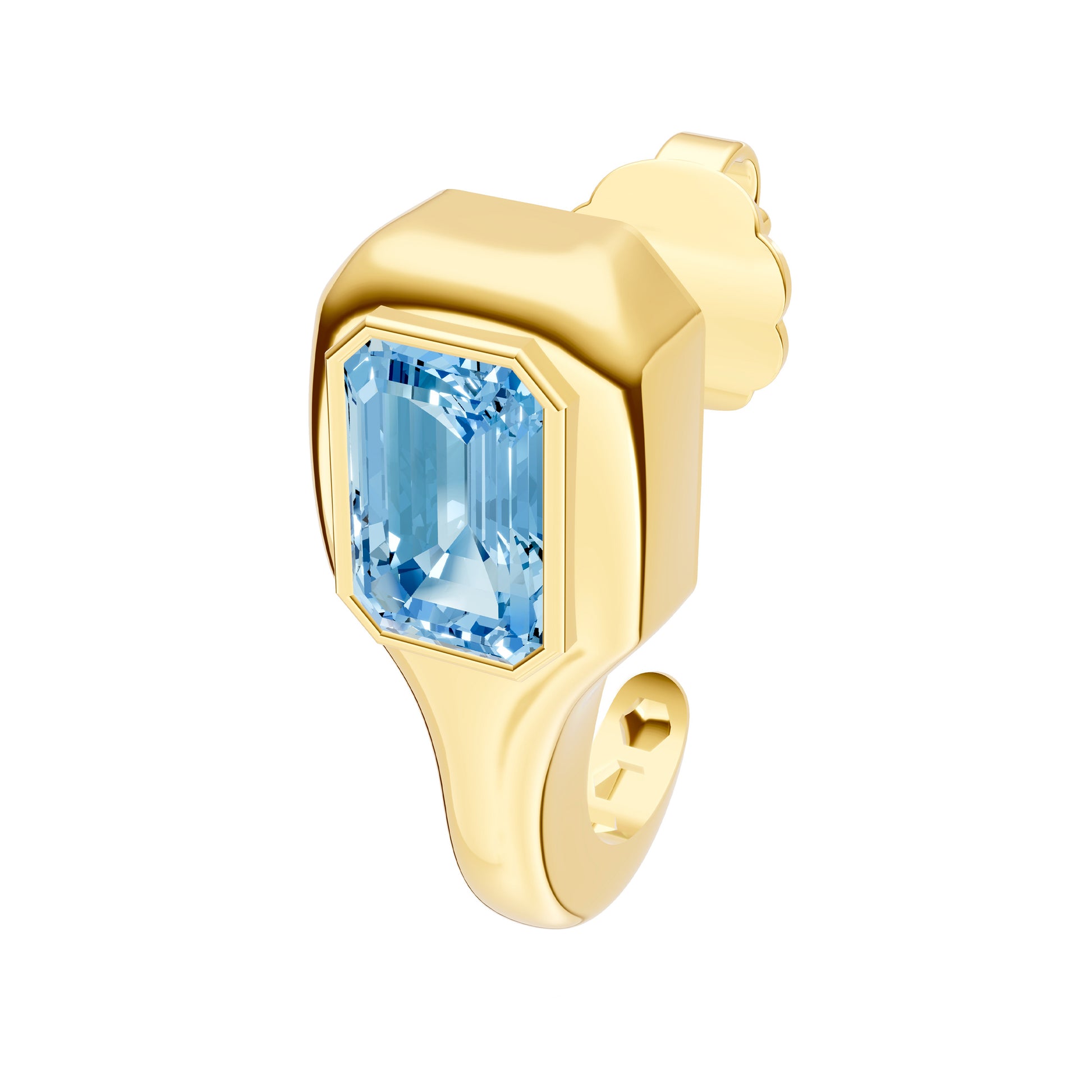 Emerald Sky Blue Bezel Stud Earrings
