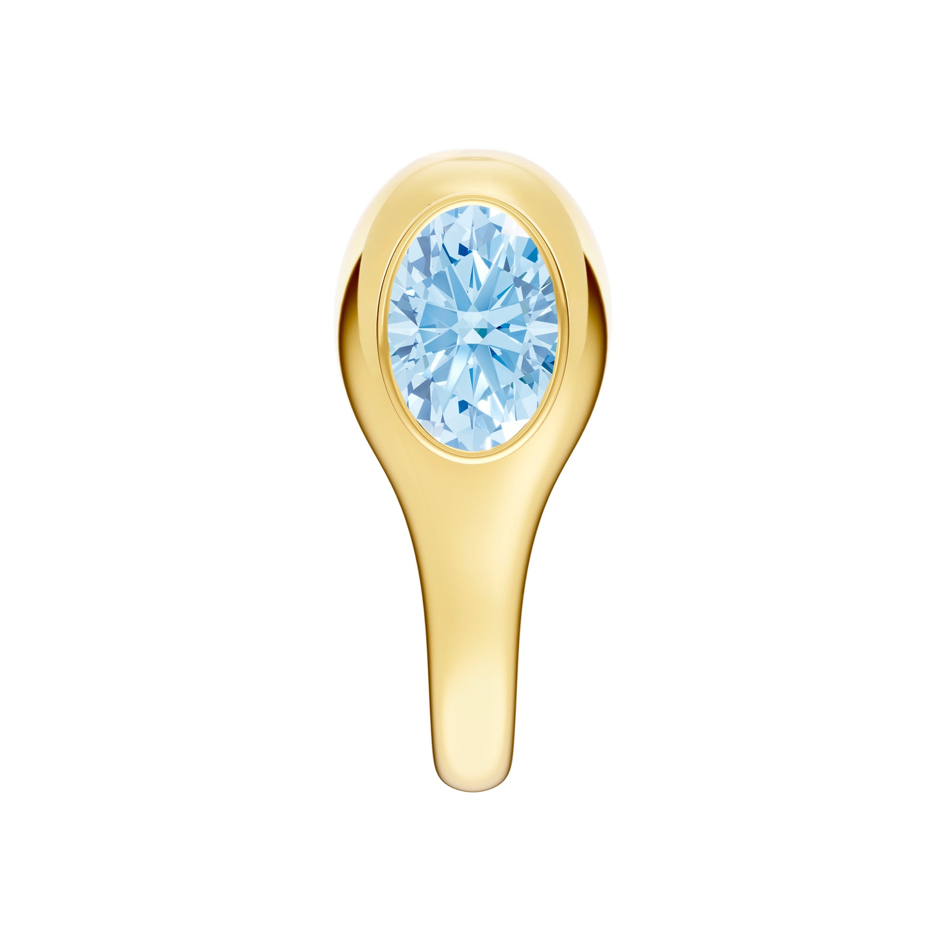 Oval Sky Blue Bezel Stud Earrings