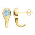 Oval Sky Blue Bezel Stud Earrings