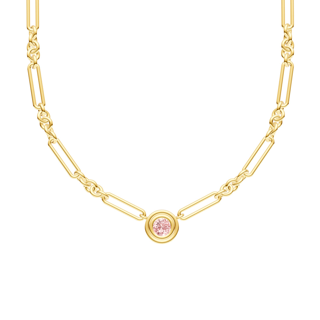 3/4tcw RD Pink Morganite 5+1 Link Necklace