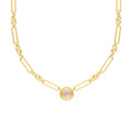 3/4tcw RD Pink Morganite 5+1 Link Necklace