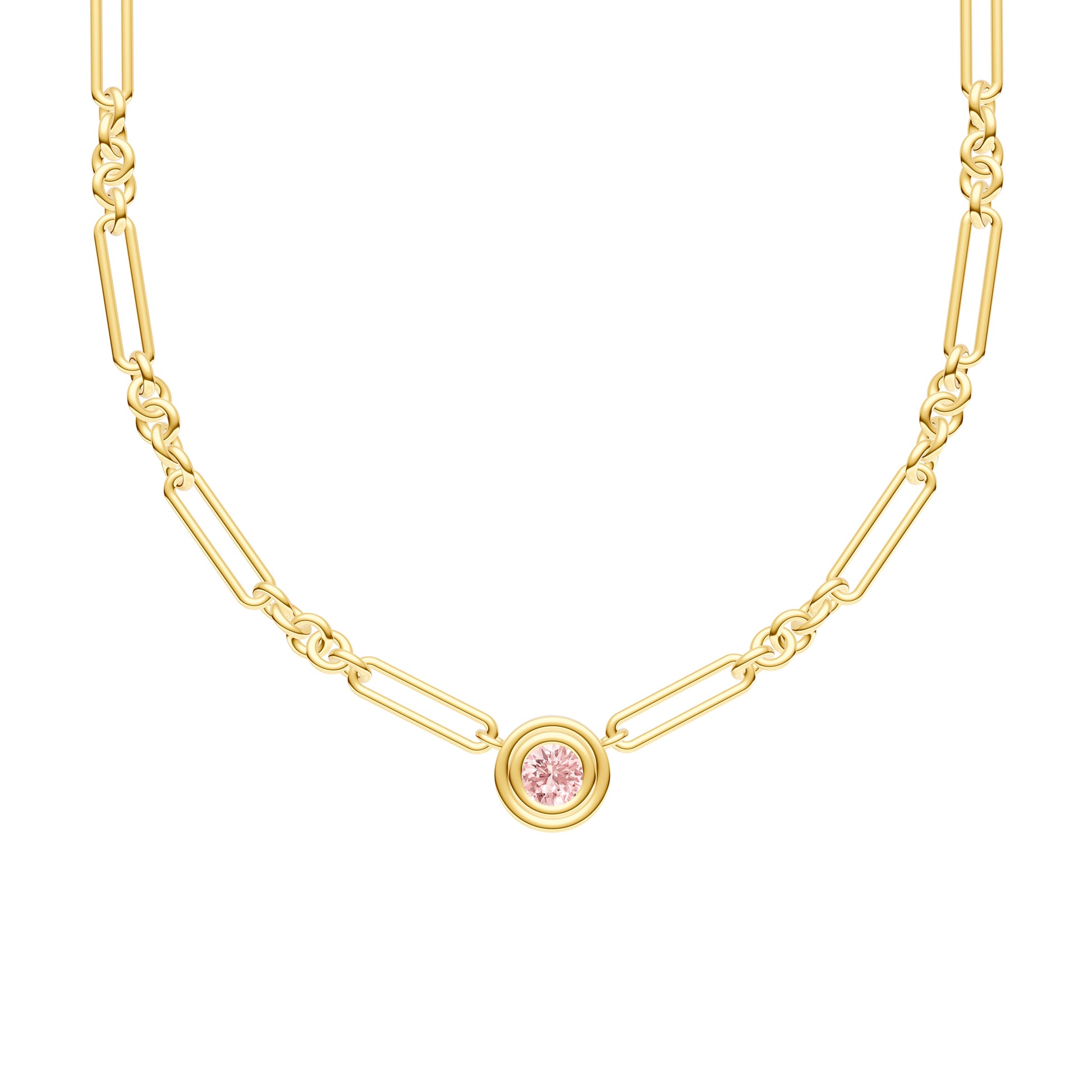 3/4tcw RD Pink Morganite 5+1 Link Necklace