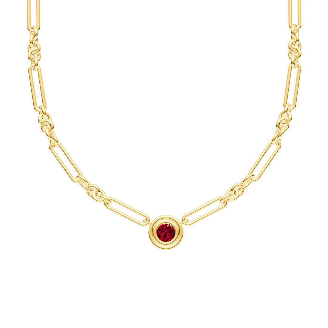 1tcw Red Garnet 5+1 Link Necklace