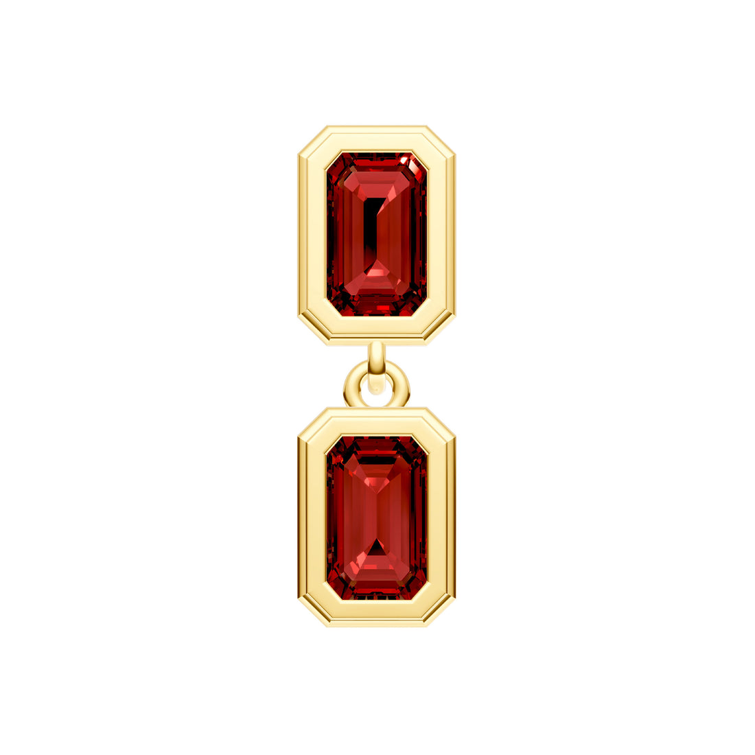 Double Emerald Red Garnet Dangle Earrings