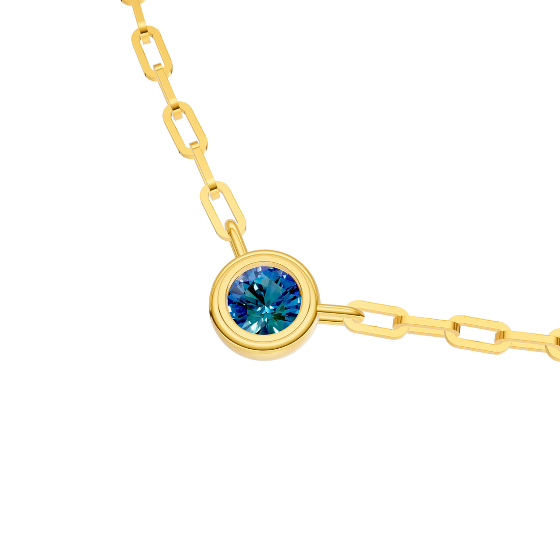 Round London Blue Paper Clip Necklace