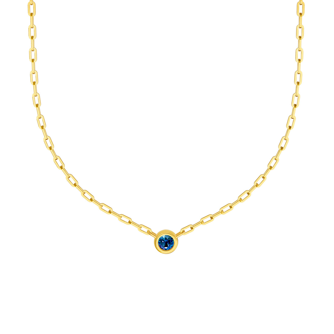Round London Blue Paper Clip Necklace