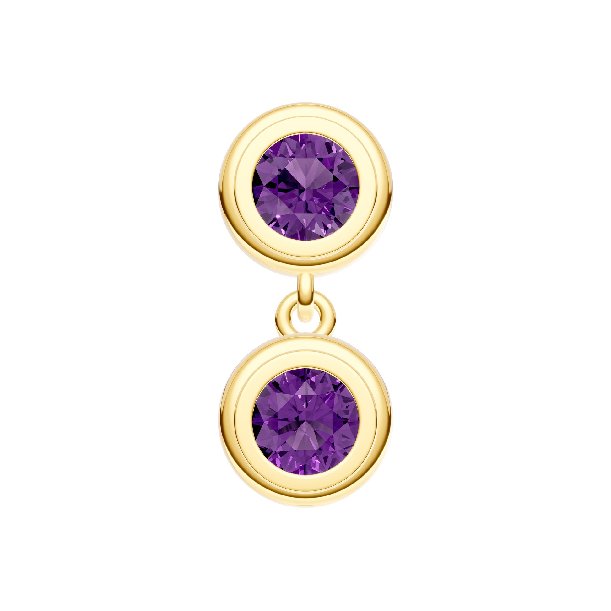 Double Round Purple Amethyst Dangle Earrings