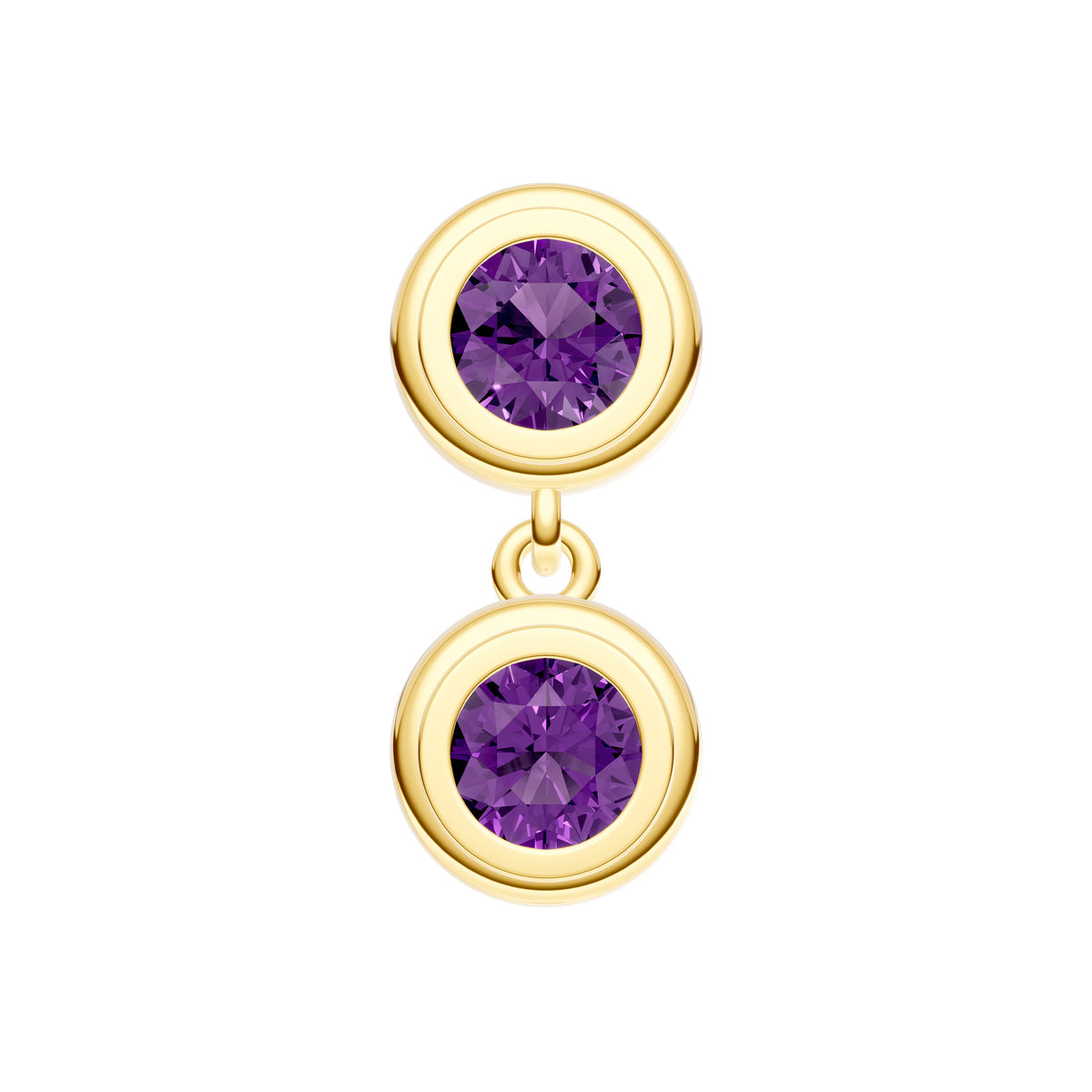 Double Round Purple Amethyst Dangle Earrings