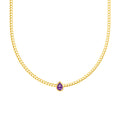 Pear Amethyst Curb Necklace