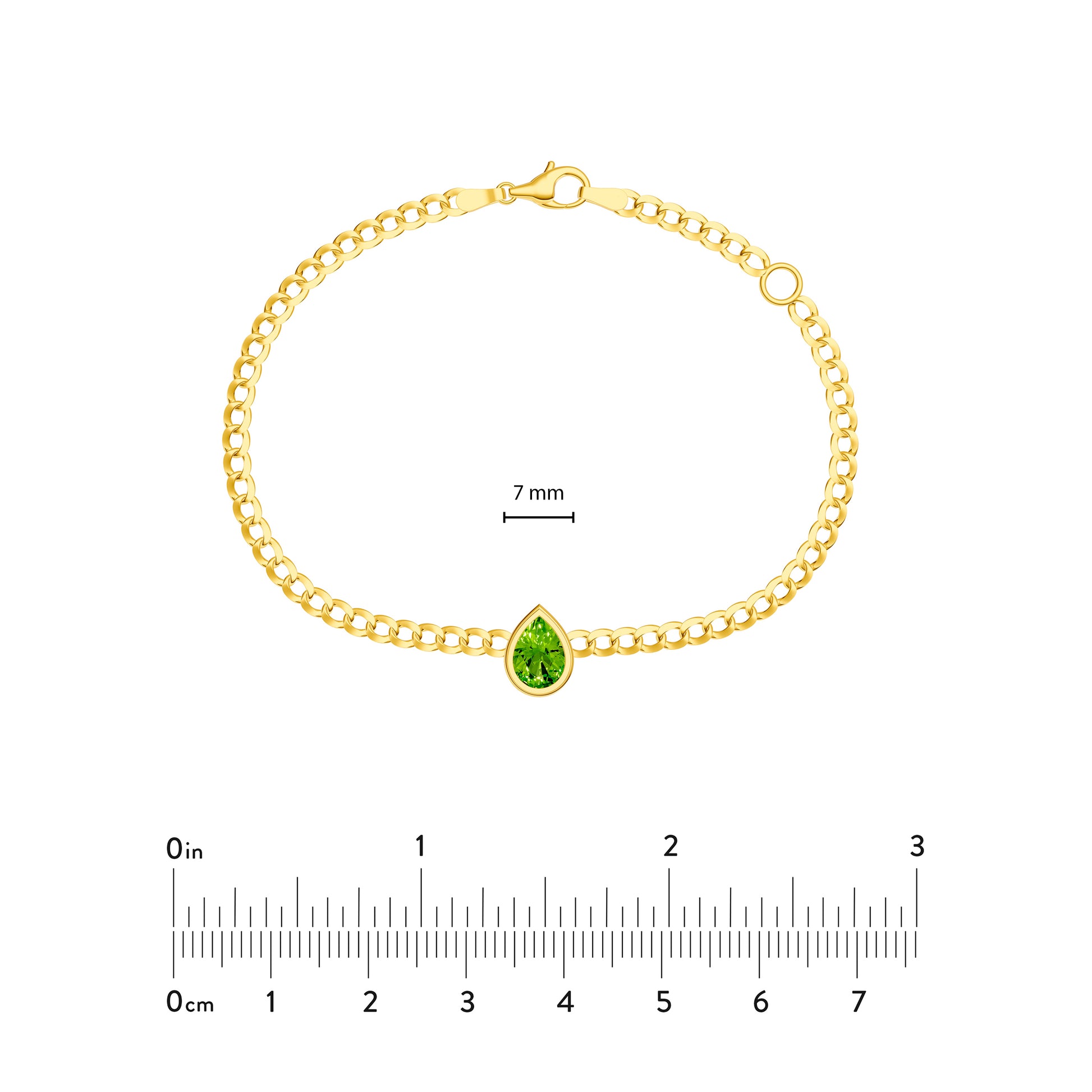 Pear Peridot Curb Bracelet