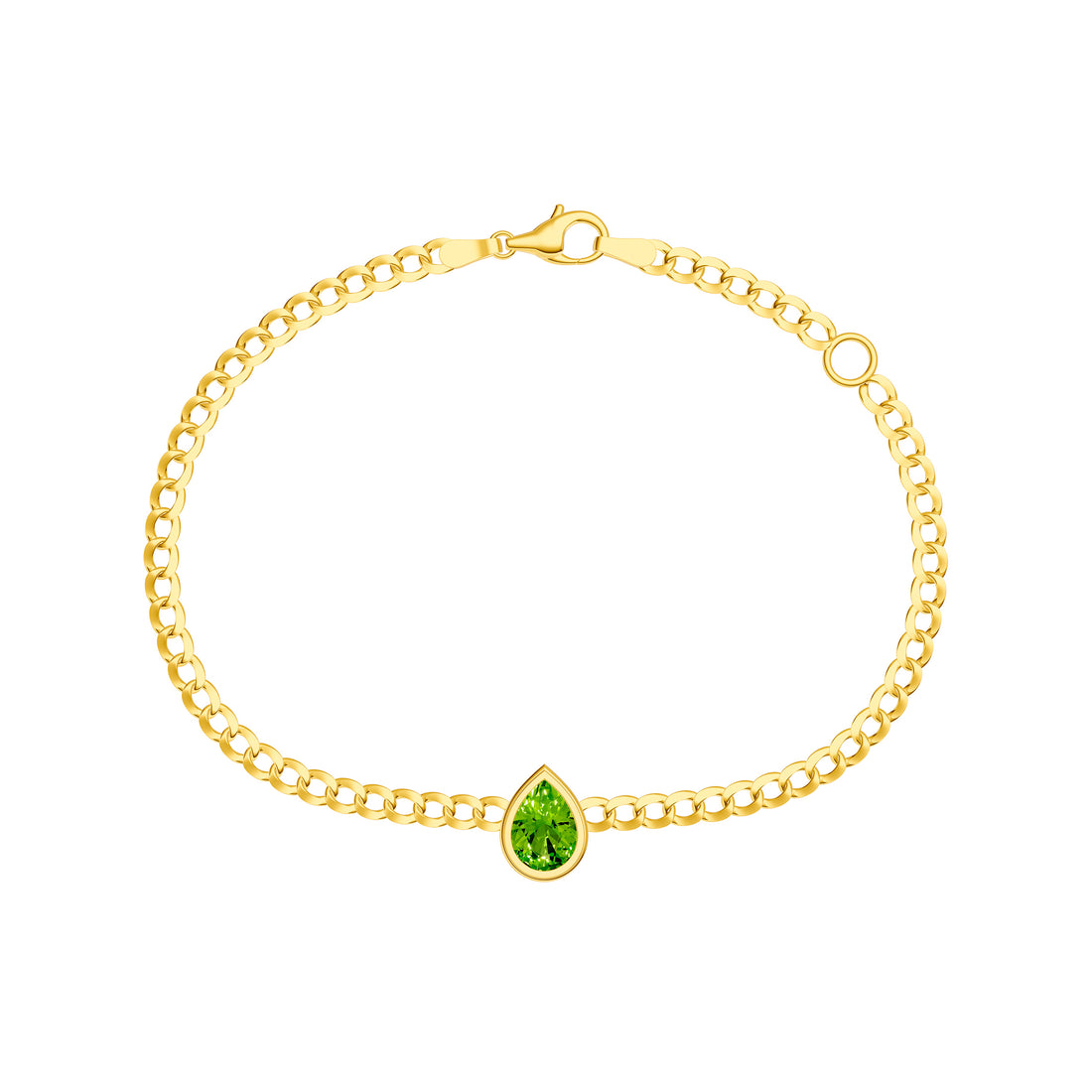 Pear Peridot Curb Bracelet