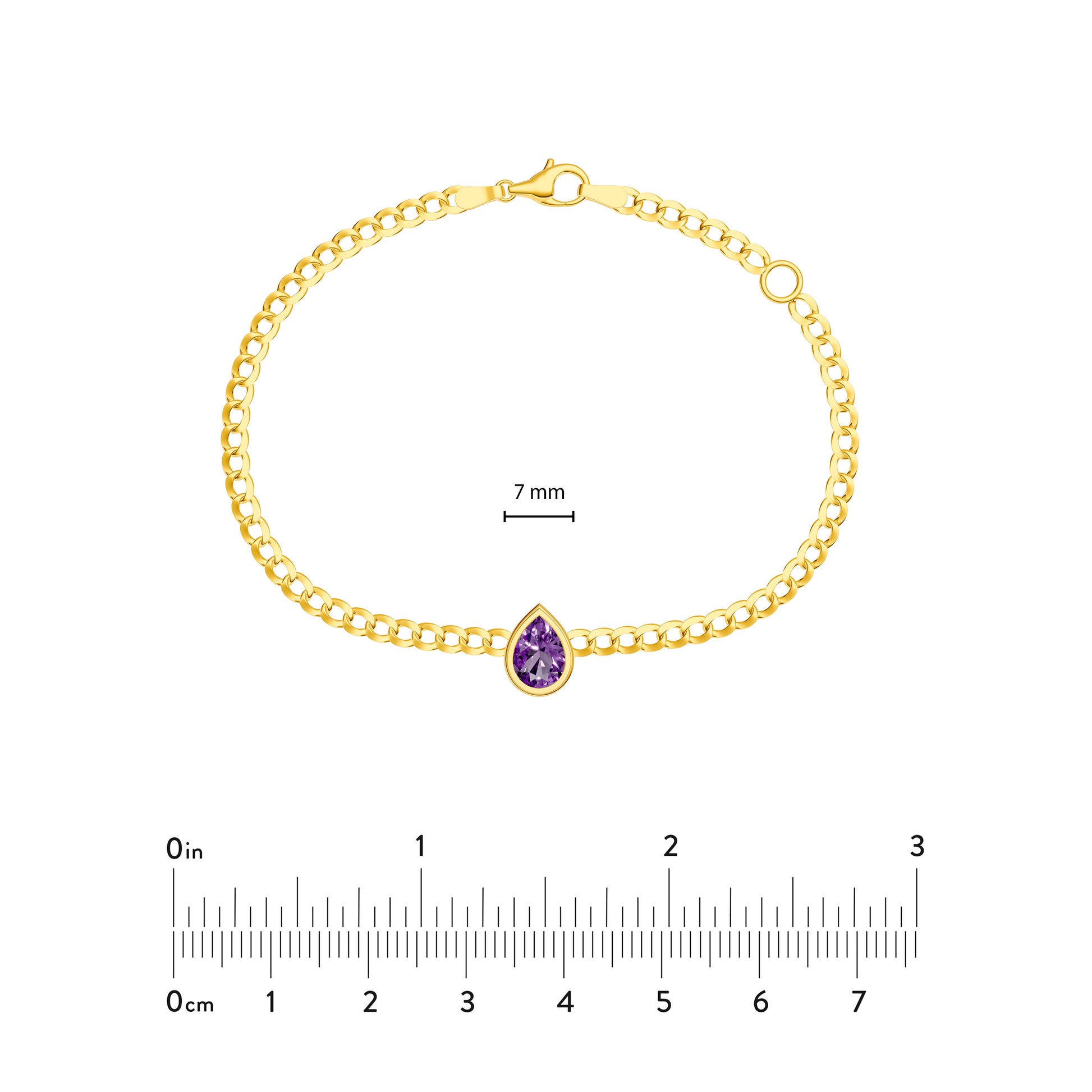 Pear Purple Amethyst Curb Bracelet