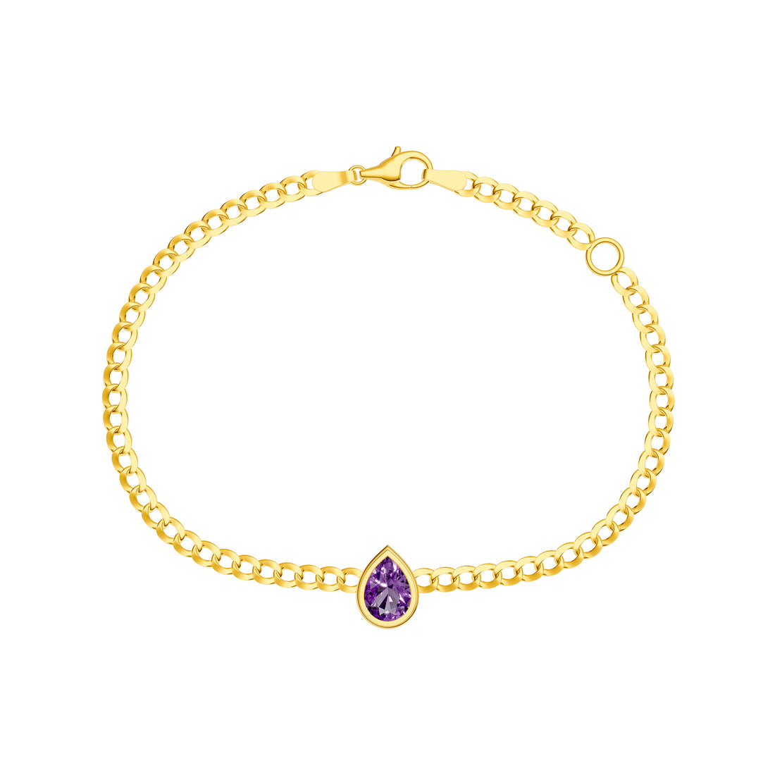 Pear Purple Amethyst Curb Bracelet