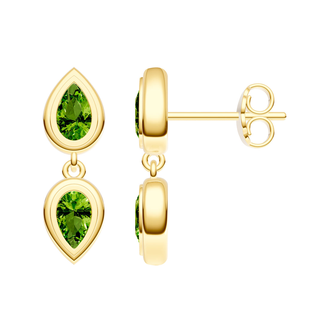 Double Pear Peridot Dangle Earrings