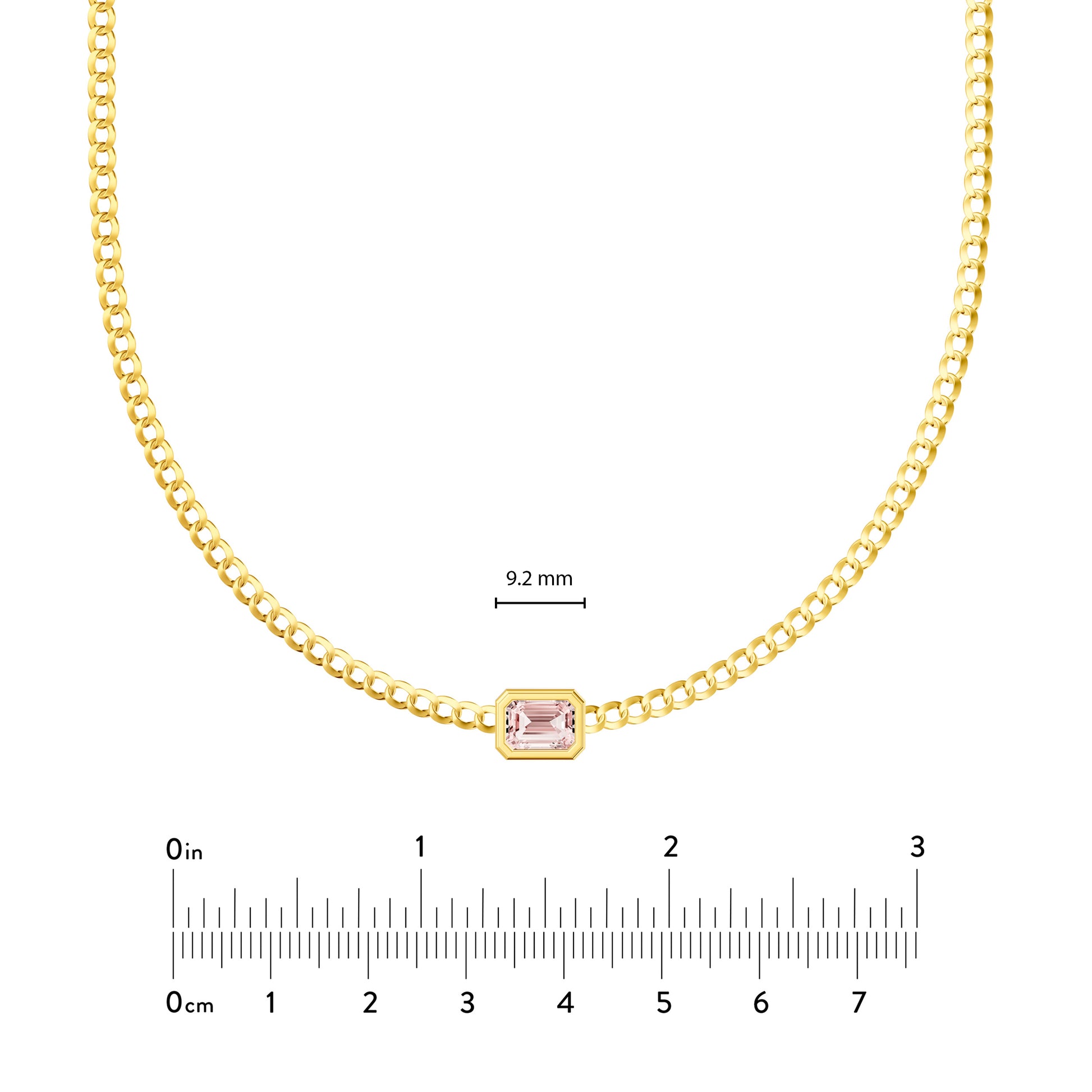 Emerald Pink Morganite Curb Necklace