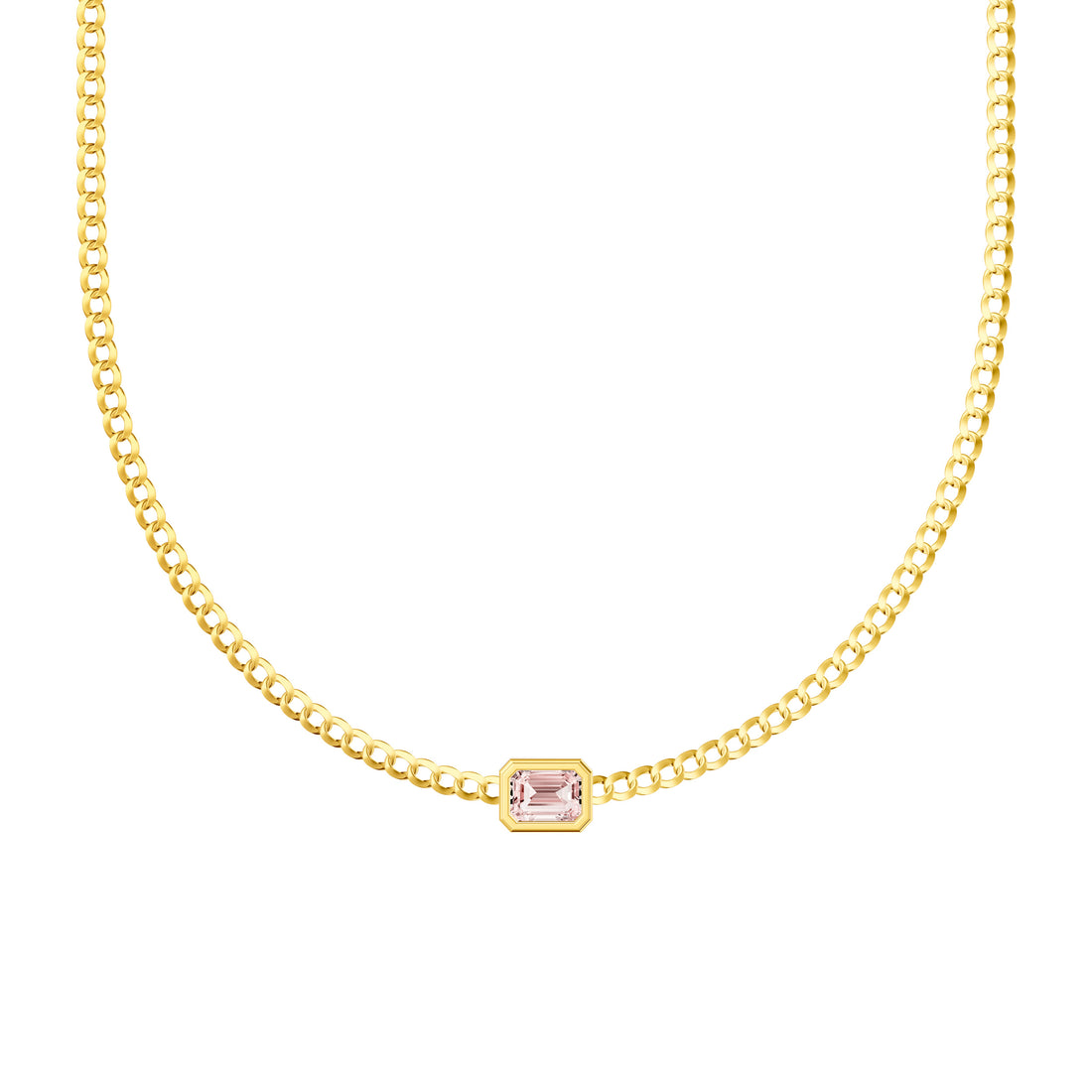 Emerald Pink Morganite Curb Necklace
