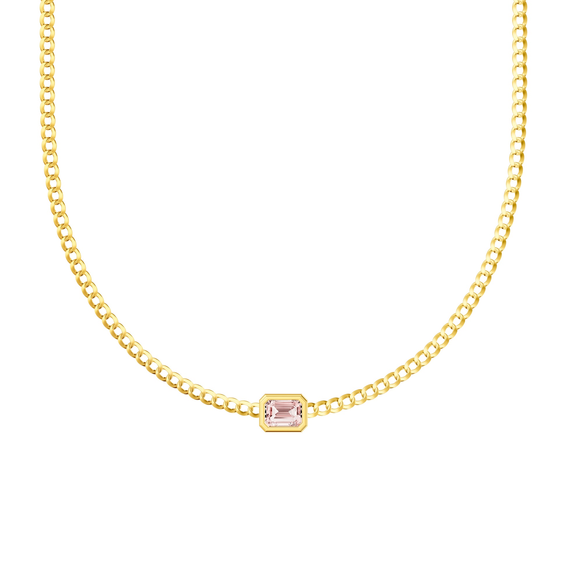 Emerald Pink Morganite Curb Necklace