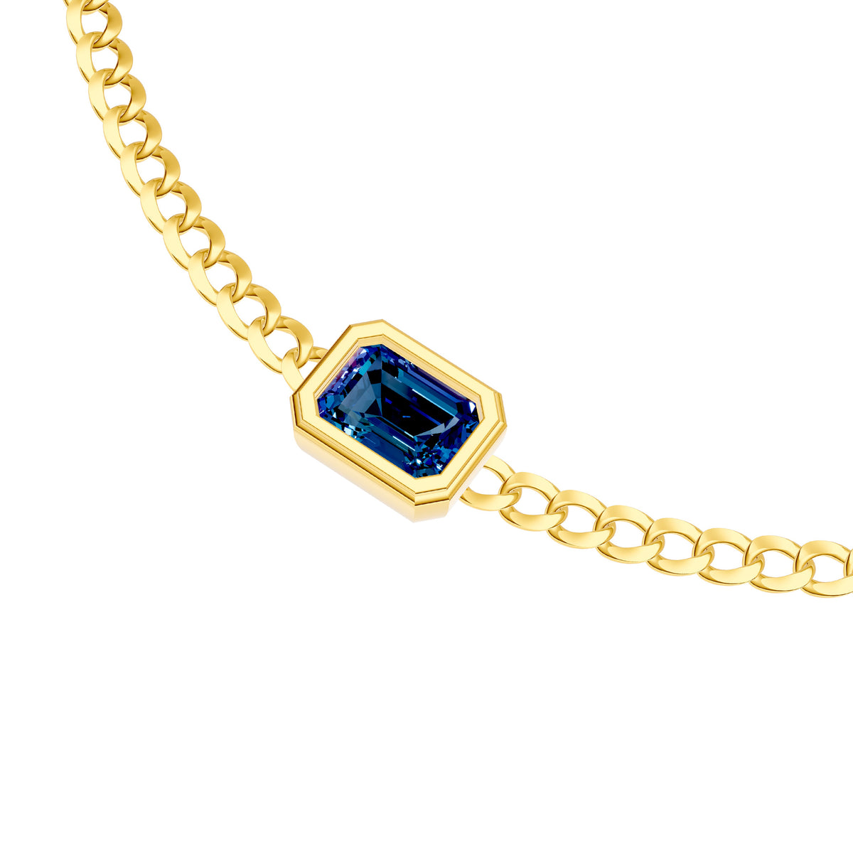 Emerald-Cut London Blue Curb Necklace