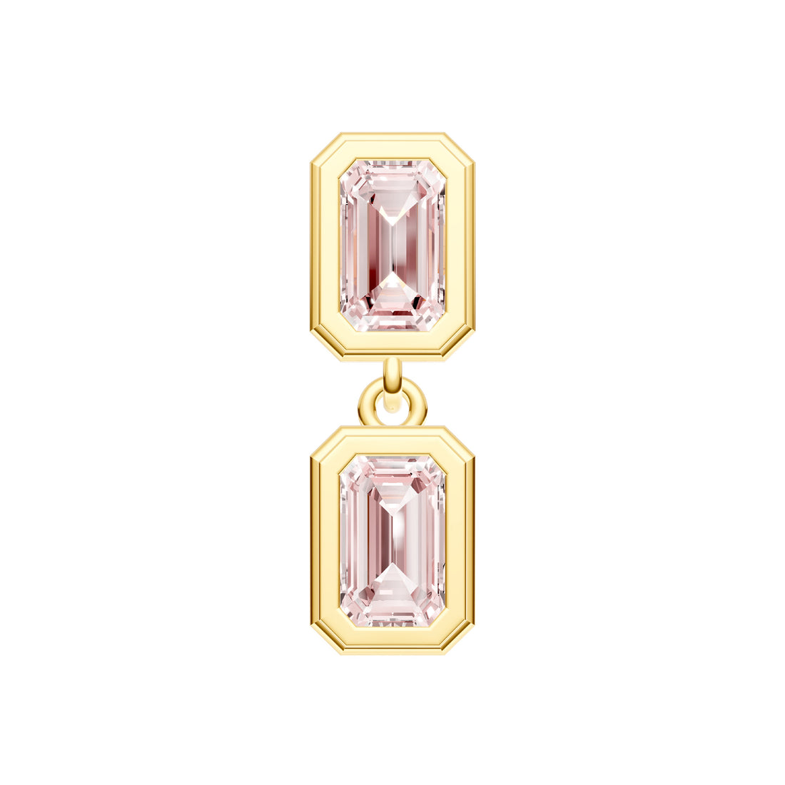 Double Emerald Pink Morganite Dangle Earrings