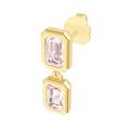 Double Emerald Pink Morganite Dangle Earrings