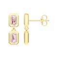 Double Emerald Pink Morganite Dangle Earrings