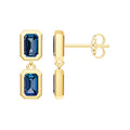Double Emerald London Blue Dangle Earrings