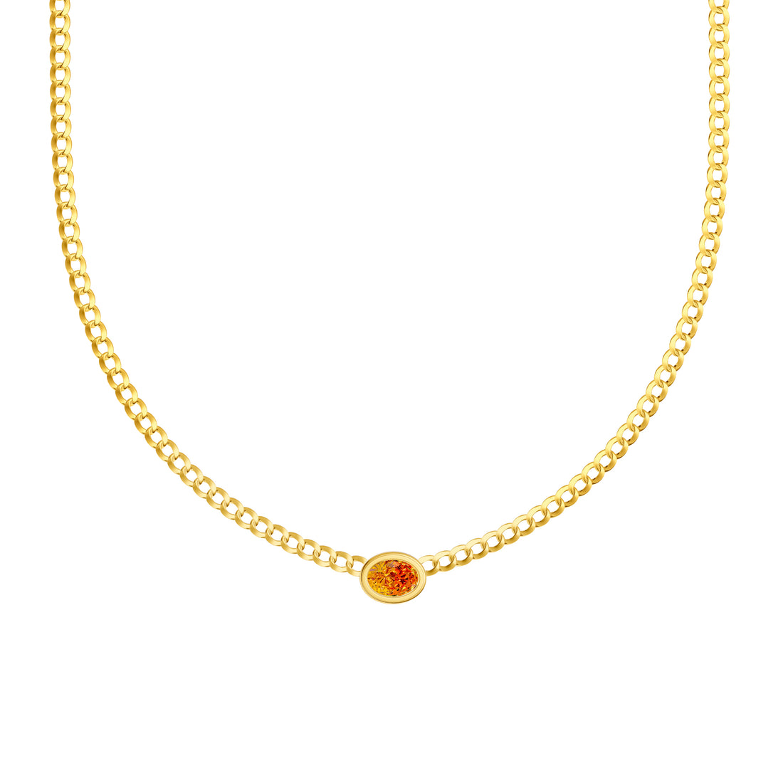 Oval Citrine Curb Necklace