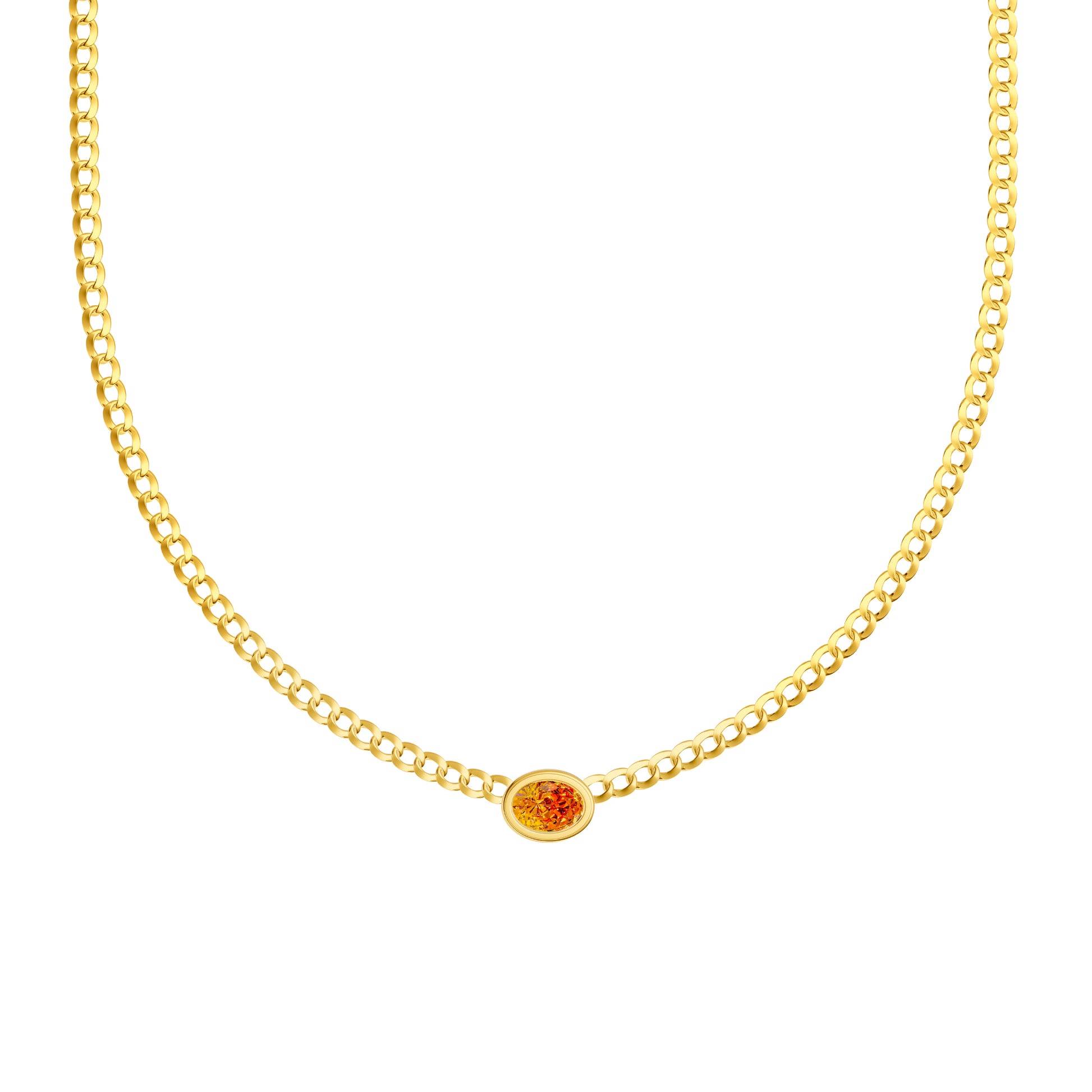 Oval Citrine Curb Necklace