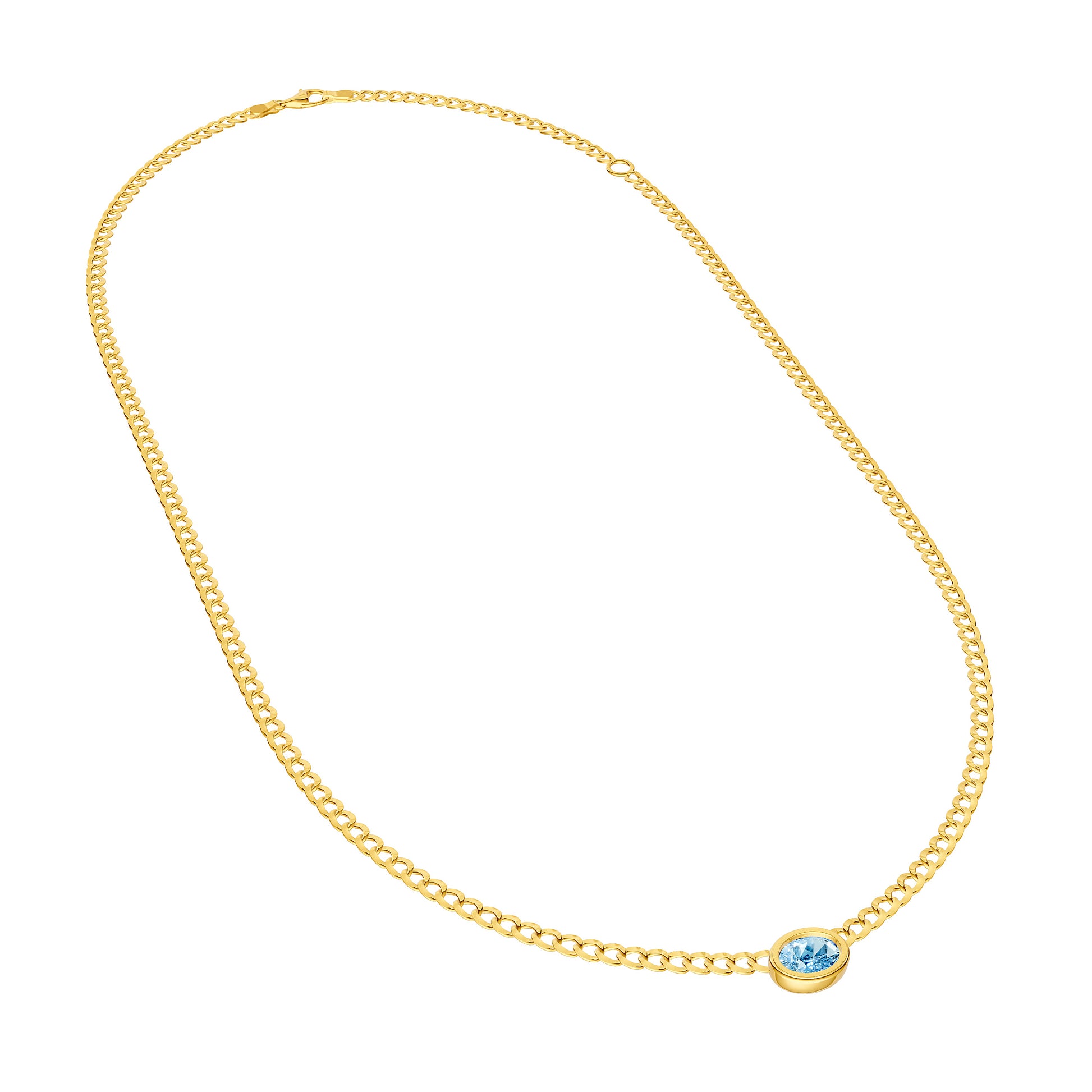 Oval Sky Blue Topaz Curb Necklace