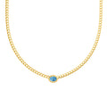 Oval Sky Blue Topaz Curb Necklace